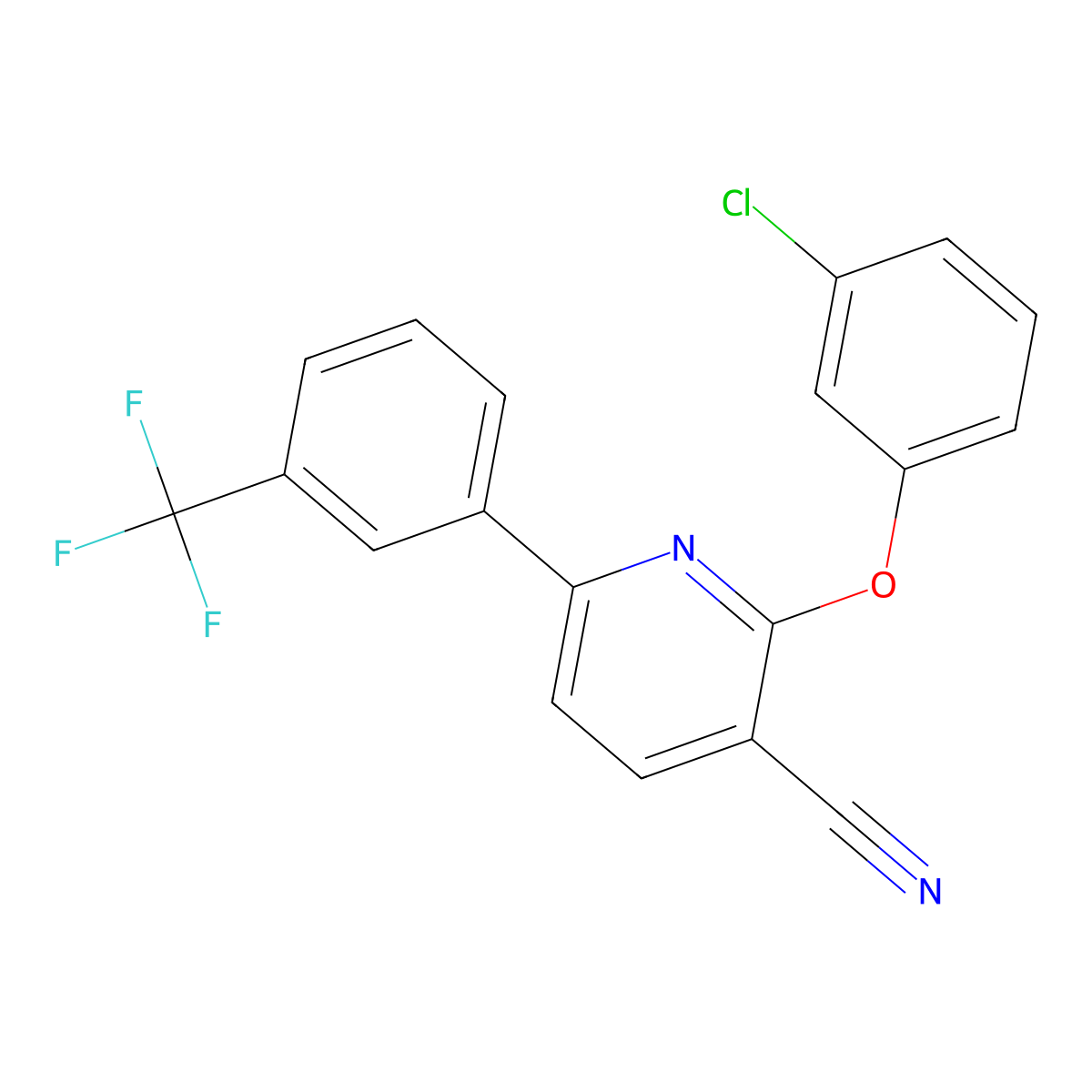 2-(3-Chlorophenoxy)-6-[3-(trifluoromethyl)phenyl]pyridine-3-carbonitrile molecular structure, CAS 303152-82-1