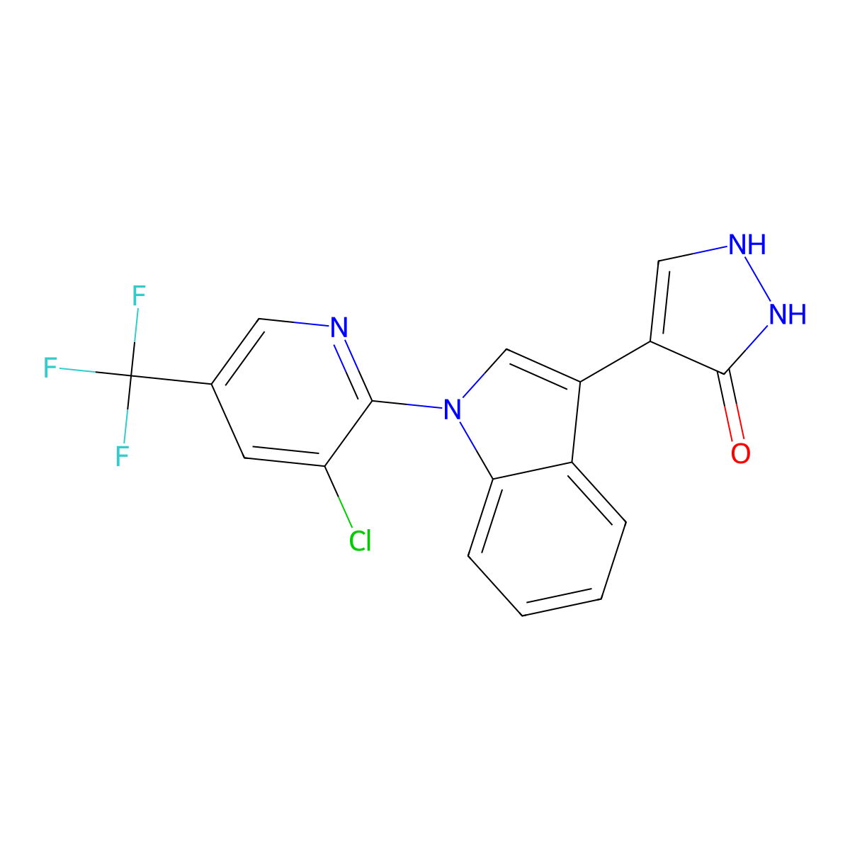 4-{1-[3-chloro-5-(trifluoromethyl)-2-pyridinyl]-1H-indol-3-yl}-1,2-dihydro-3H-pyrazol-3-one molecular structure, CAS 303152-88-7