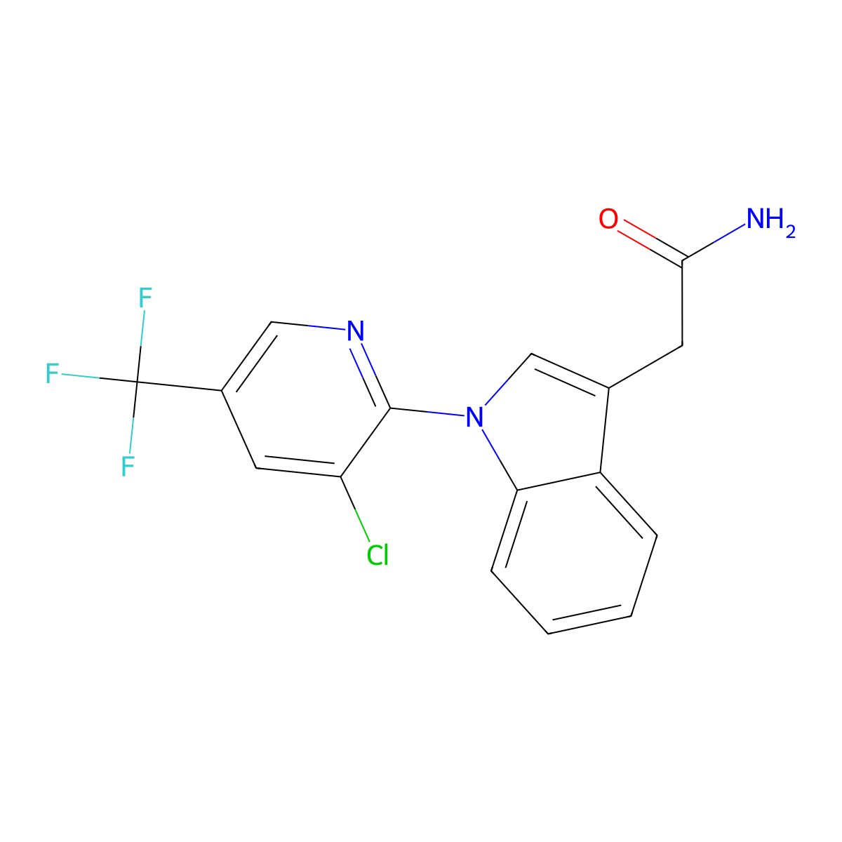 2-{1-[3-chloro-5-(trifluoromethyl)-2-pyridinyl]-1H-indol-3-yl}acetamide molecular structure, CAS 303152-92-3