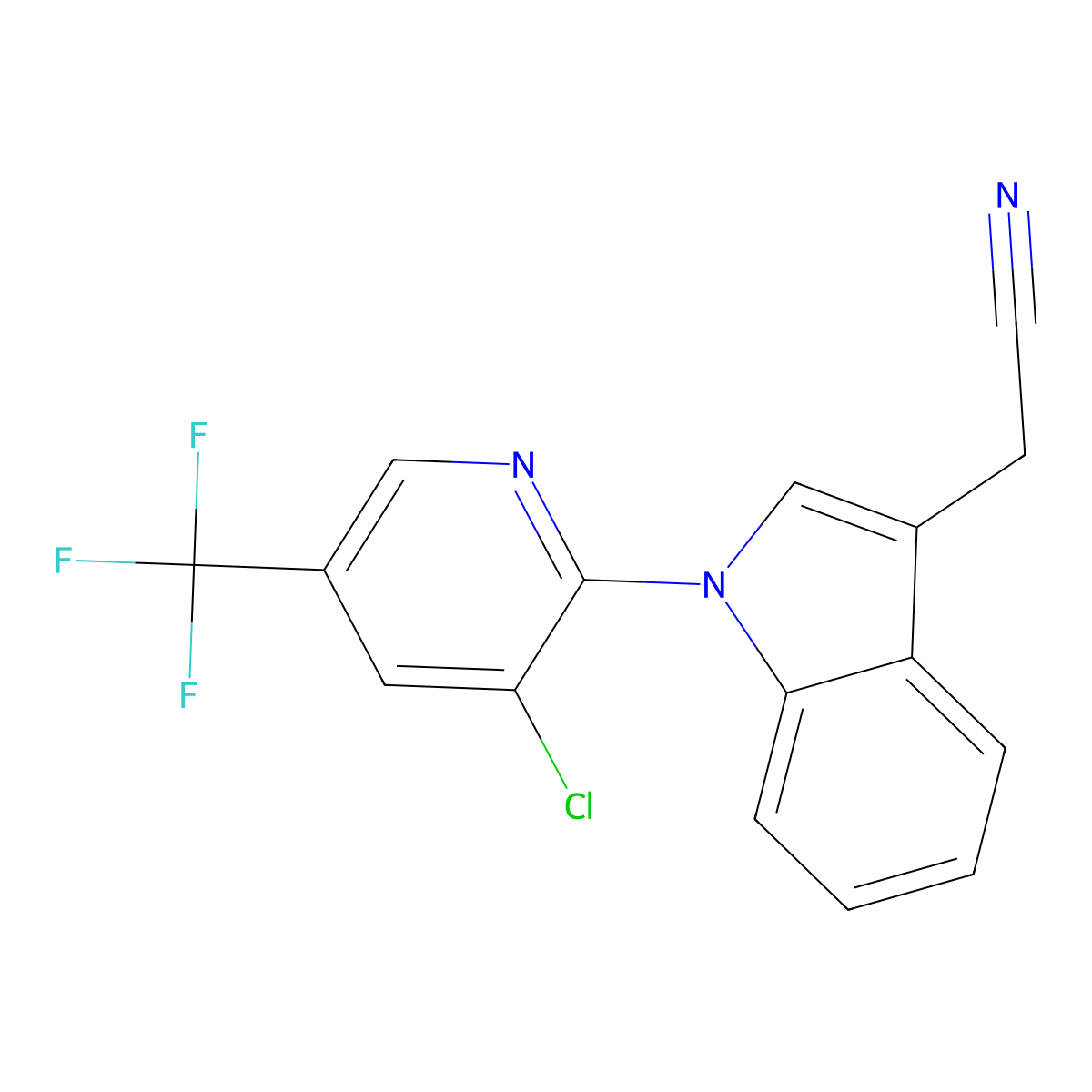 2-{1-[3-Chloro-5-(trifluoromethyl)-2-pyridinyl]-1H-indol-3-yl}acetonitrile molecular structure, CAS 303152-93-4
