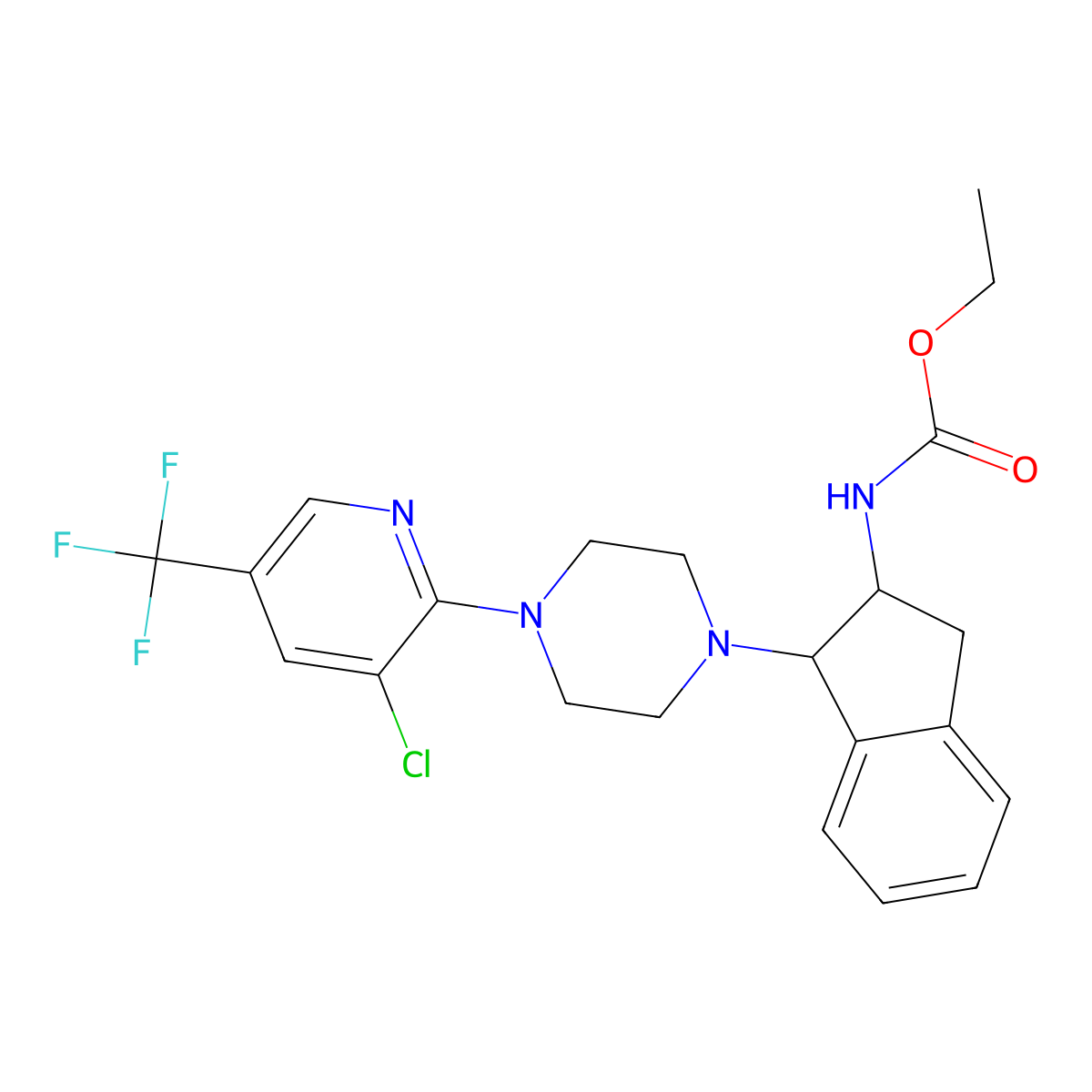 ethyl N-(1-{4-[3-chloro-5-(trifluoromethyl)-2-pyridinyl]piperazino}-2,3-dihydro-1H-inden-2-yl)carbamate molecular structure, CAS 303152-95-6