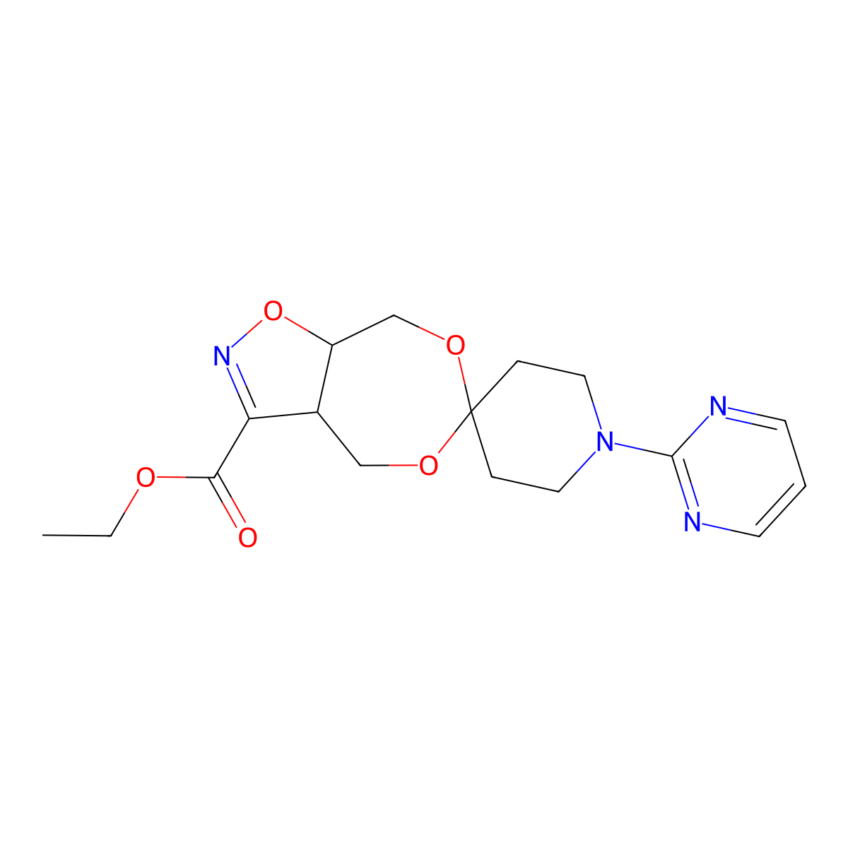 [3-Ethoxycarbonyl-4,5-bis(hydroxymethyl)-4,5-dihydroisoxazole][1-(2-pyrimidyl)-4-piperidone]ketal molecular structure, CAS 303152-98-9