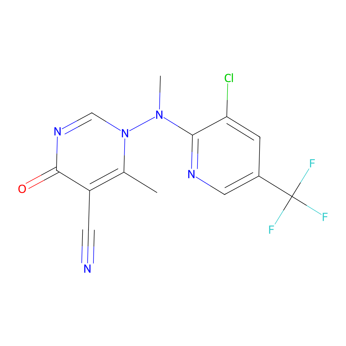 1-[[3-Chloro-5-(trifluoromethyl)pyridin-2-yl]-methylamino]-6-methyl-4-oxopyrimidine-5-carbonitrile molecular structure, CAS 303153-05-1