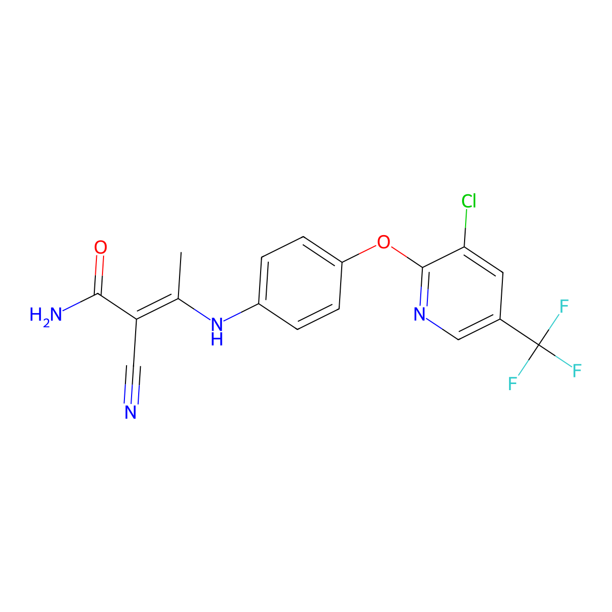 3-(4-{[3-Chloro-5-(trifluoromethyl)-2-pyridinyl]oxy}anilino)-2-cyano-2-butenamide molecular structure, CAS 303153-06-2