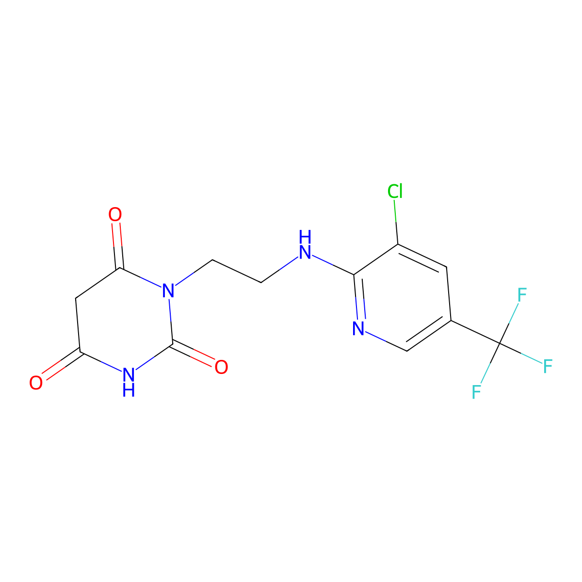 1-(2-{[3-chloro-5-(trifluoromethyl)-2-pyridinyl]amino}ethyl)-2,4,6(1H,3H,5H)-pyrimidinetrione molecular structure, CAS 303153-09-5