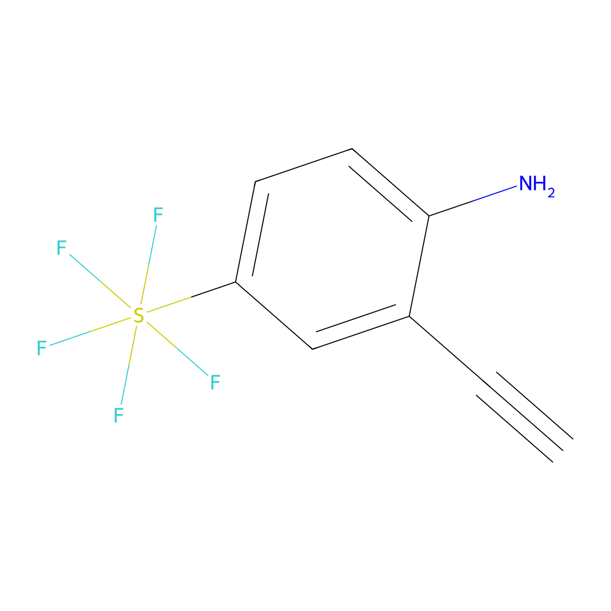2-Ethynyl-4-(pentafluorosulfanyl)aniline molecular structure, CAS 3031535-57-3