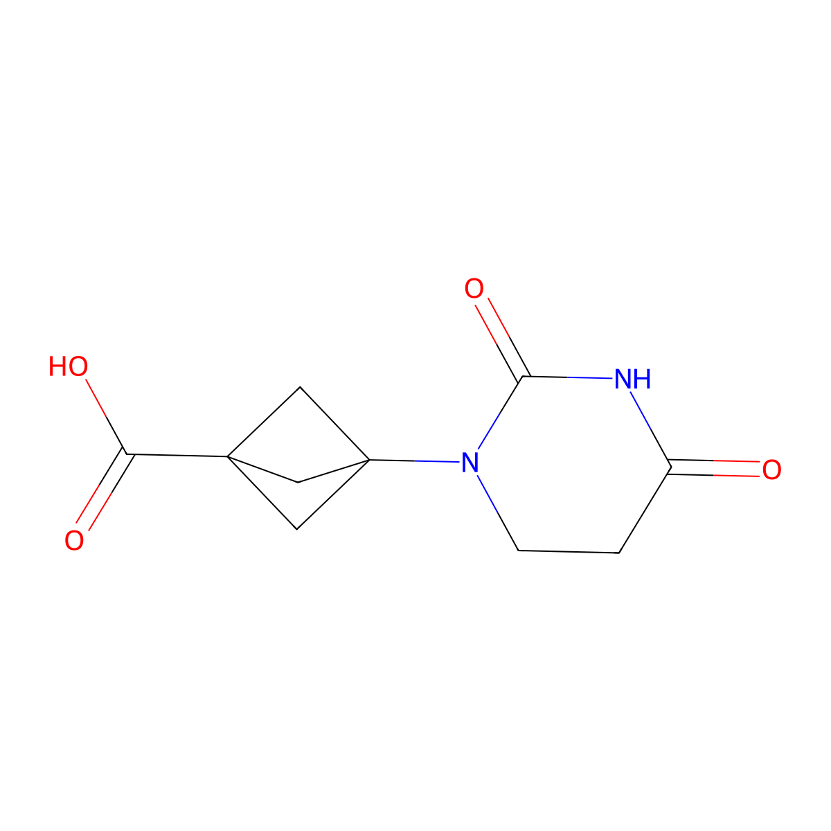 3-(2,4-Dioxo-1,3-diazinan-1-yl)bicyclo[1.1.1]pentane-1-carboxylic acid molecular structure, CAS 3031710-89-8