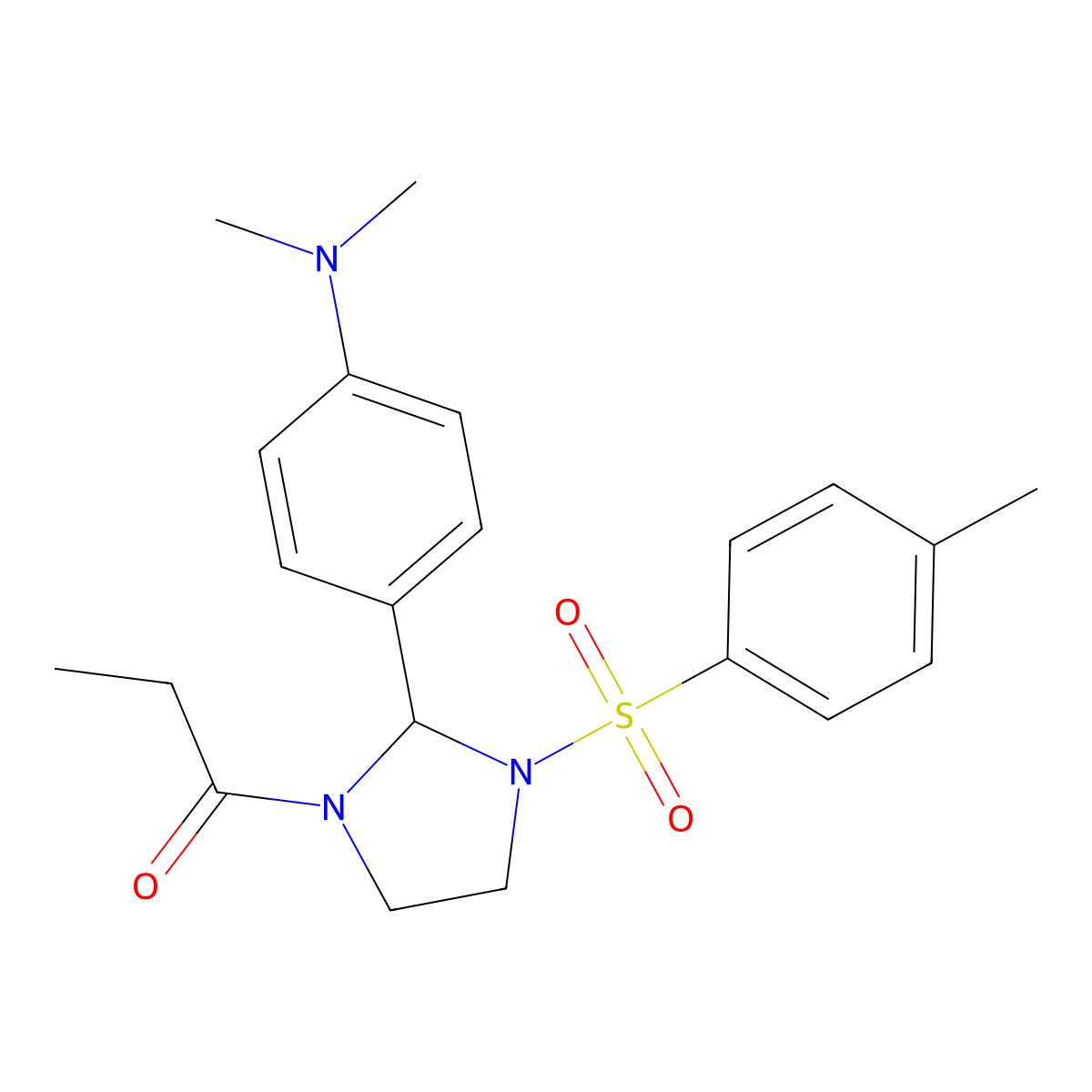 1-{2-[4-(Dimethylamino)phenyl]-3-[(4-methylphenyl)sulfonyl]imidazolidin-1-yl}propan-1-one molecular structure, CAS 303172-57-8
