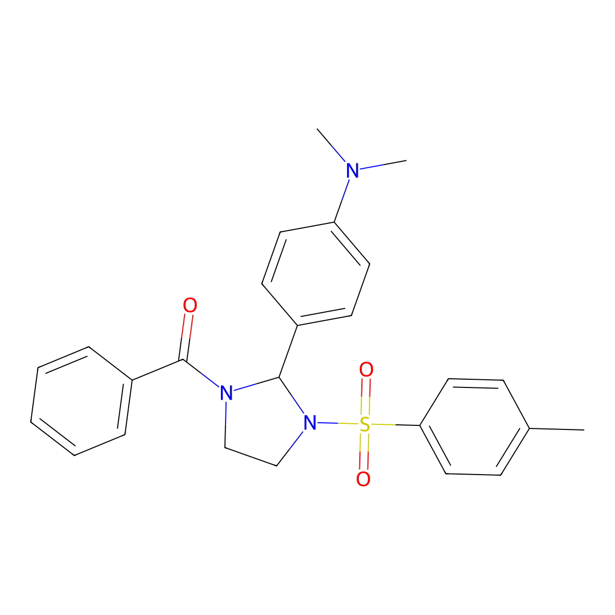 {2-[4-(Dimethylamino)phenyl]-3-[(4-methylphenyl)sulfonyl]imidazolidin-1-yl}(phenyl)methanone molecular structure, CAS 303172-58-9