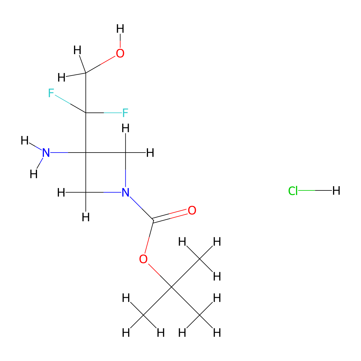 Tert-butyl 3-amino-3-(1,1-difluoro-2-hydroxy-ethyl)azetidine-1-carboxylate hydrochloride molecular structure, CAS 3031722-64-9