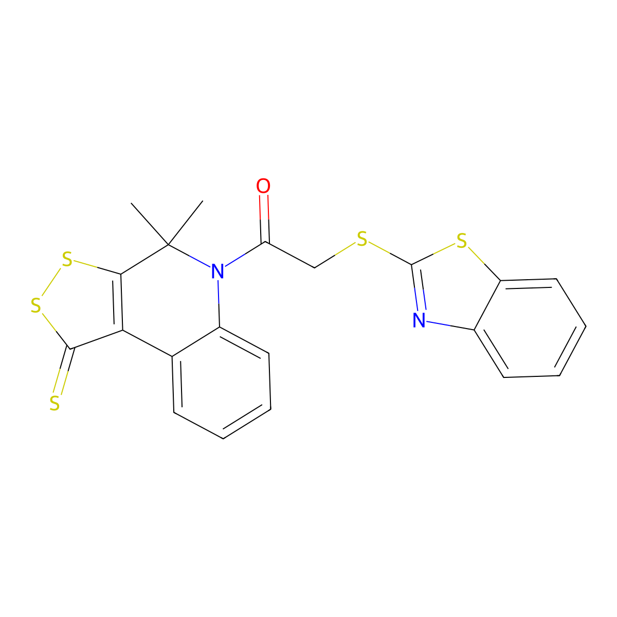 5-[(1,3-benzothiazol-2-ylthio)acetyl]-4,4-dimethyl-4,5-dihydro-1H-[1,2]dithiolo[3,4-c]quinoline-1-thione molecular structure, CAS 303175-12-4
