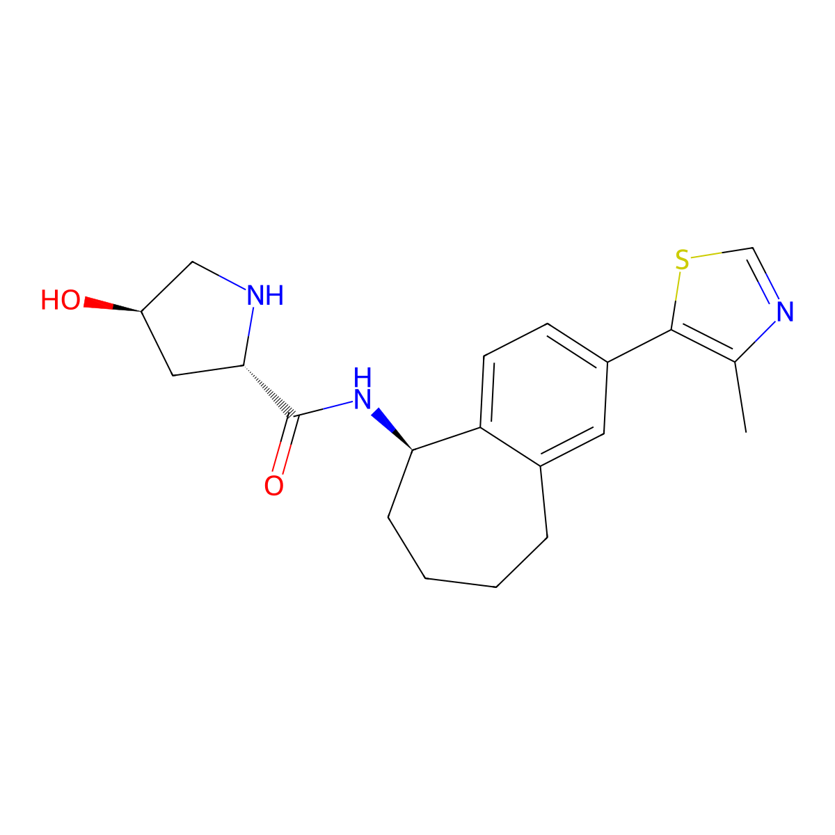 (2S,4R)-4-Hydroxy-N-[(R)-2-(4-methyl-5-thiazolyl)-6,7,8,9-tetrahydro-5H-benzo[7]annulen-5-yl]pyrrolidine-2-carboxamide molecular structure, CAS 3031756-11-0