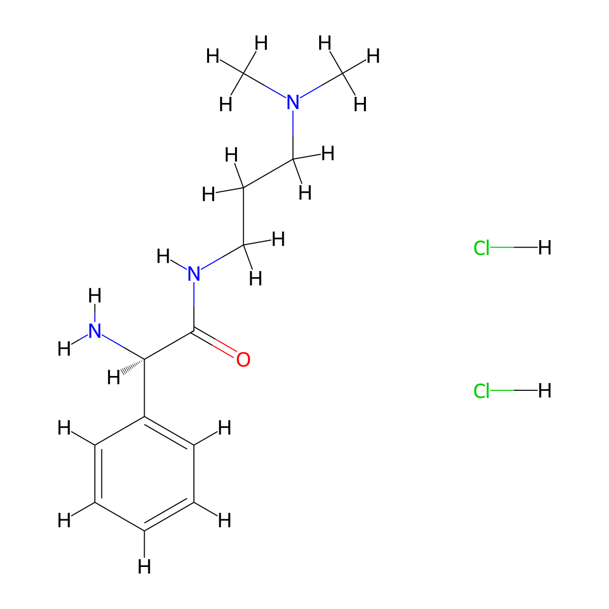 (Alphar)-alpha-amino-N-[3-(dimethylamino)propyl]benzeneacetamide dihydrochloride molecular structure, CAS 3031756-14-3