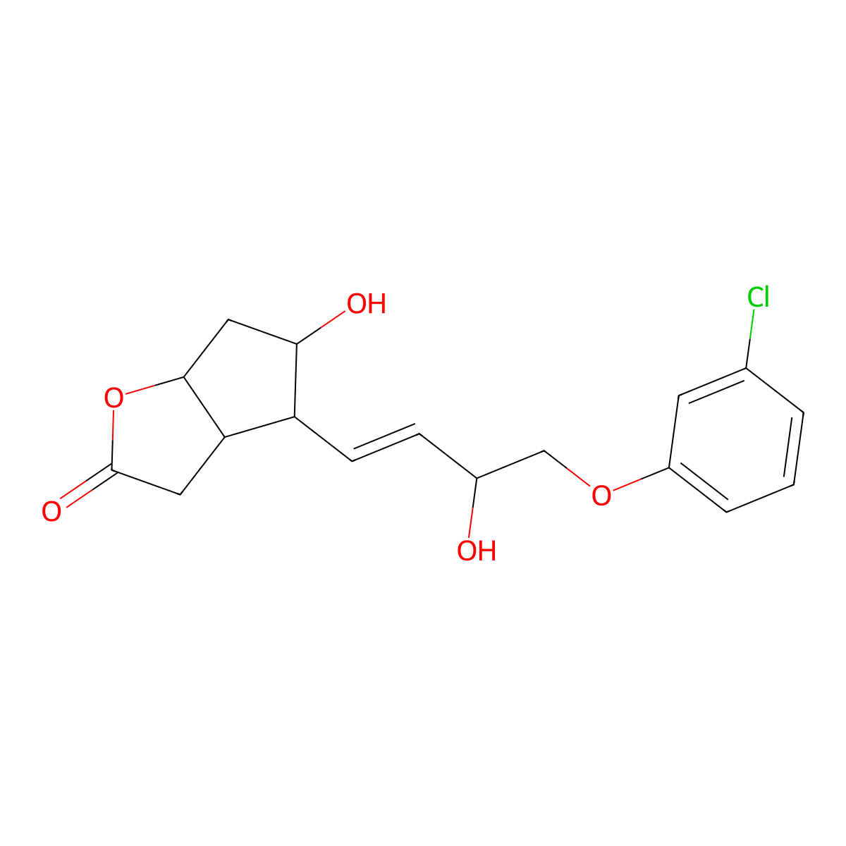 4-[4-(3-chlorophenoxy)-3-hydroxy-1-butenyl]-5-hydroxyhexahydro-2H-cyclopenta[b]furan-2-one molecular structure, CAS 3031756-91-6