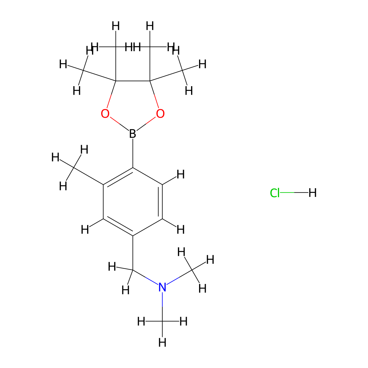 Dimethyl({[3-methyl-4-(4,4,5,5-tetramethyl-1,3,2-dioxaborolan-2-yl)phenyl]methyl})amine hydrochloride molecular structure, CAS 3031762-80-5