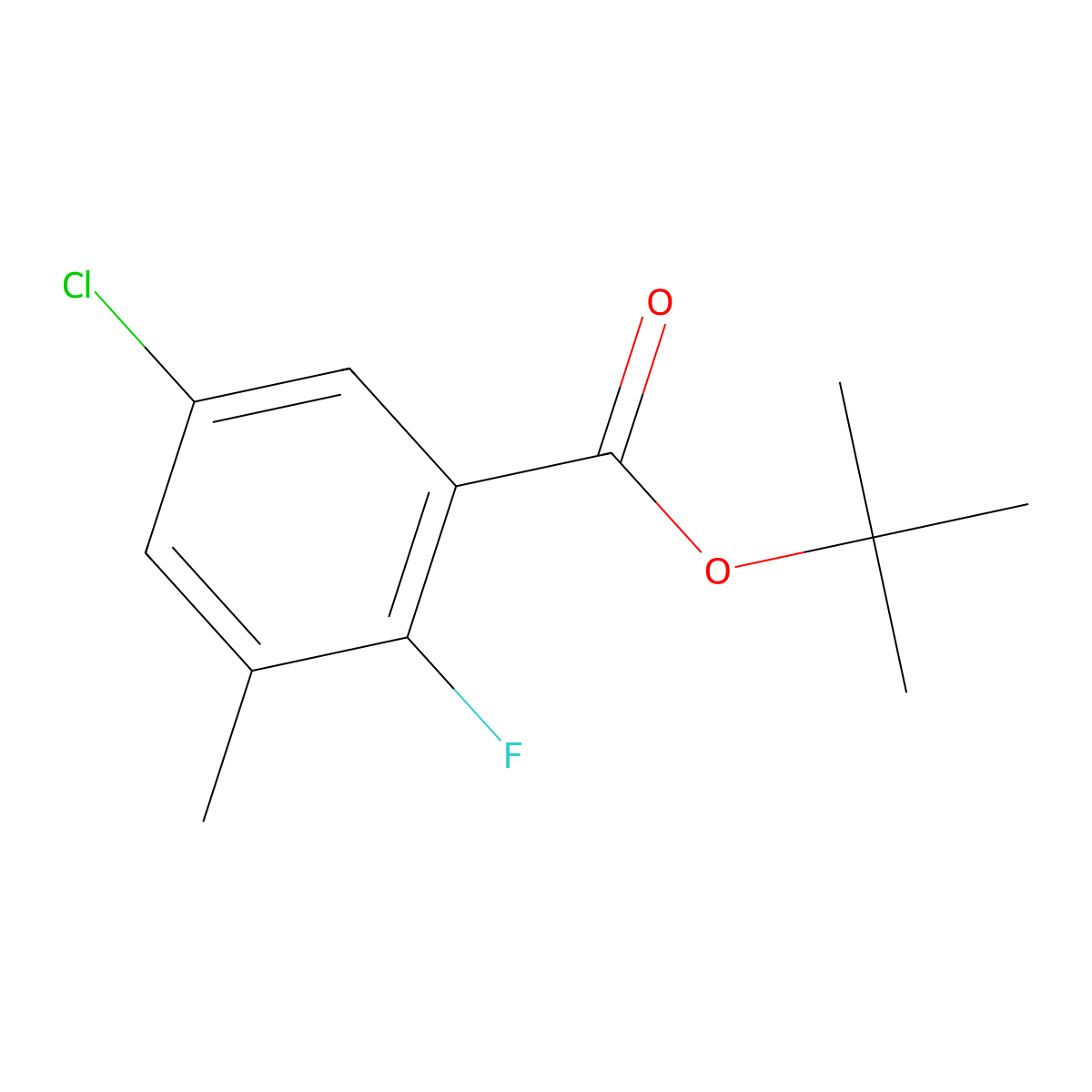 Tert-butyl 5-chloro-2-fluoro-3-methylbenzoate molecular structure, CAS 3031784-95-6