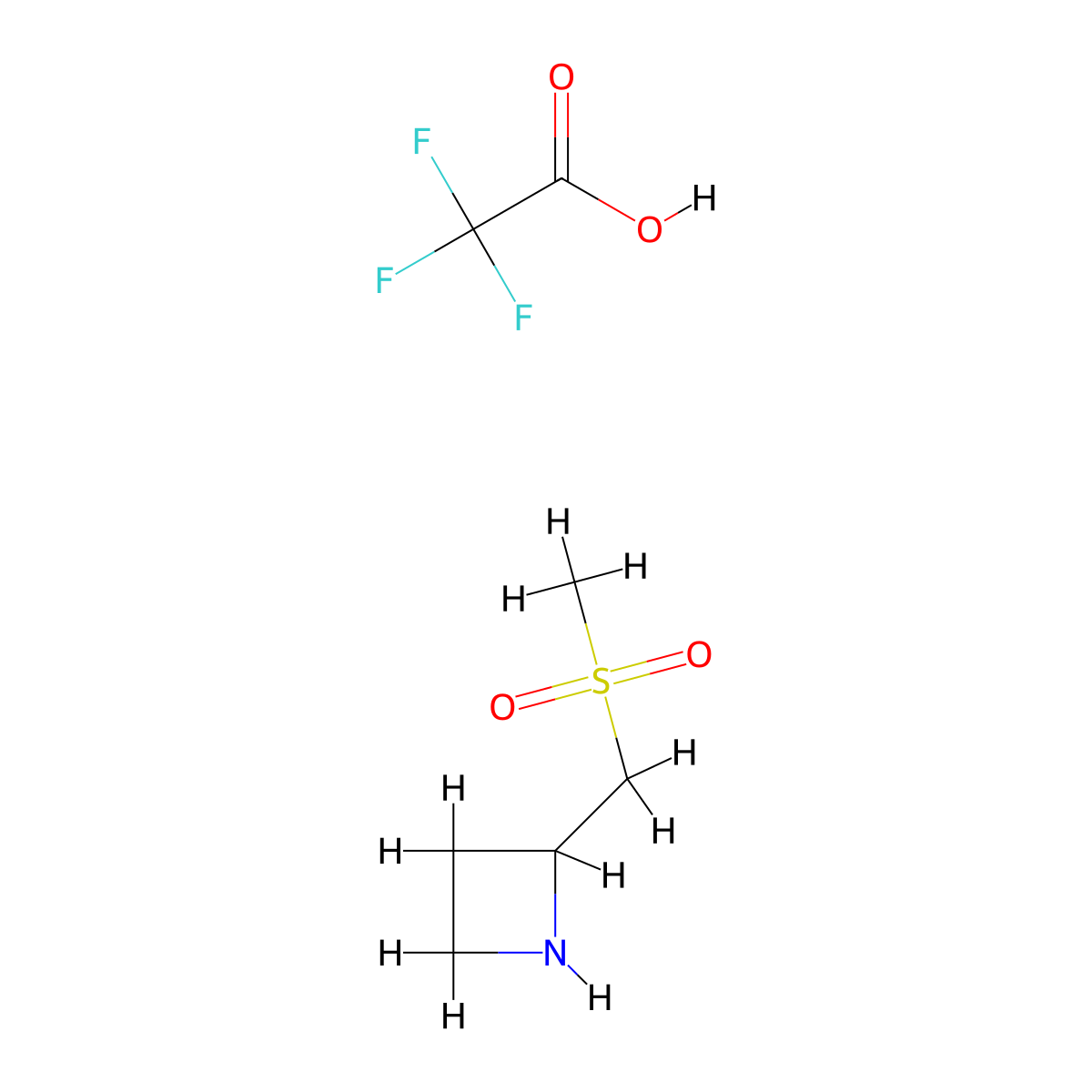 2-[(Methylsulfonyl)methyl]azetidine Trifluoroacetate molecular structure, CAS 3031785-14-2