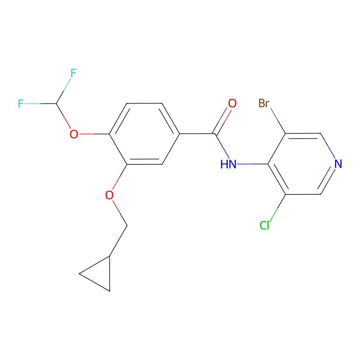 N-(3-Bromo-5-chloropyridin-4-yl)-3-(cyclopropylmethoxy)-4-(difluoromethoxy)benzamide molecular structure, CAS 3031785-18-6
