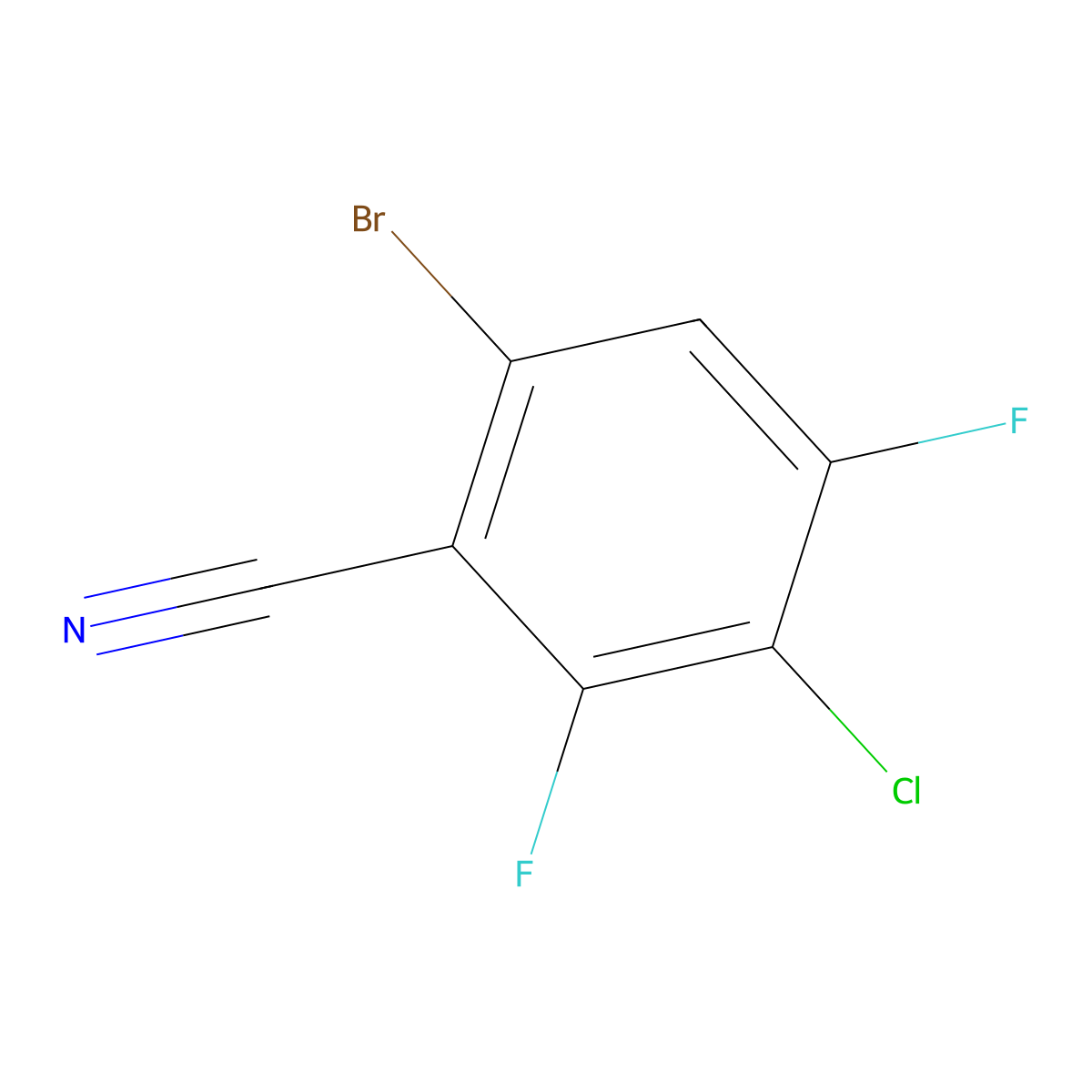 6-Bromo-3-chloro-2,4-difluorobenzonitrile molecular structure, CAS 3031785-27-7
