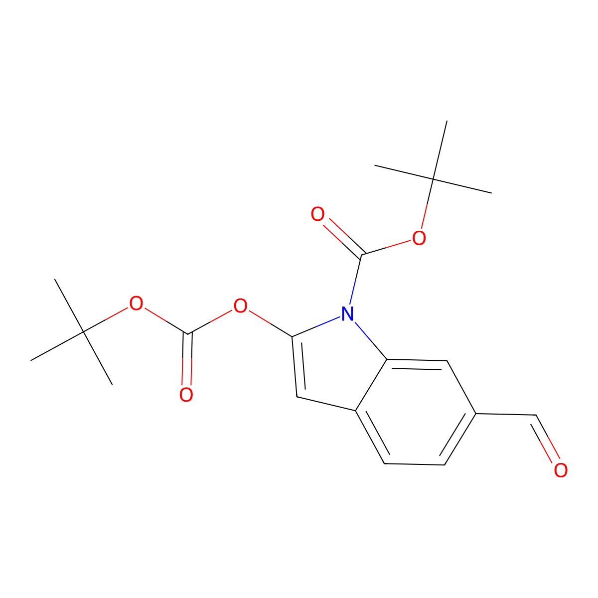 Tert-butyl 2-((tert-butoxycarbonyl)oxy)-6-formyl-1H-indole-1-carboxylate molecular structure, CAS 3031785-83-5