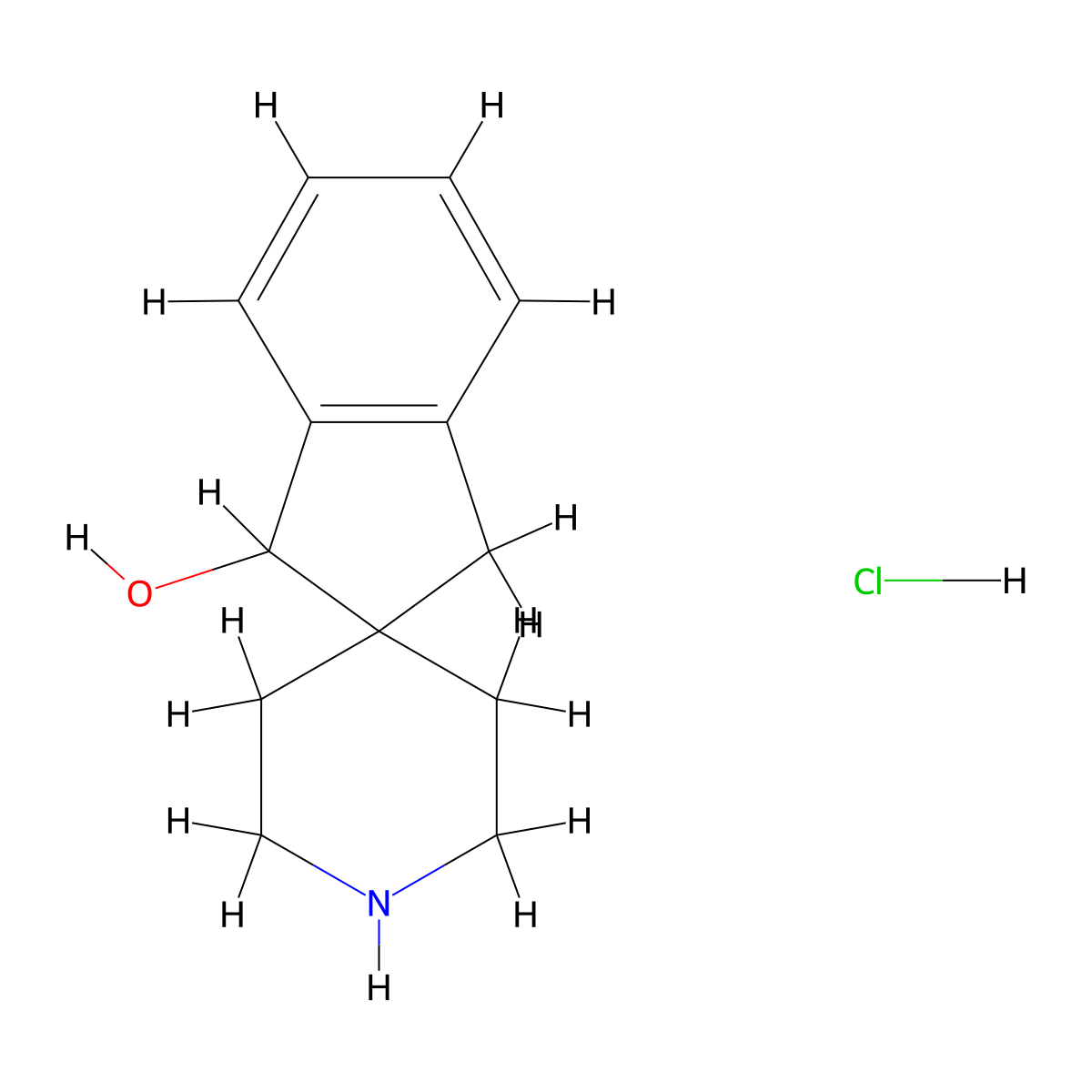 3-Hydroxy-1,3-dihydrospiro[indene-2,4'-piperidine] hydrochloride molecular structure, CAS 3031788-44-7