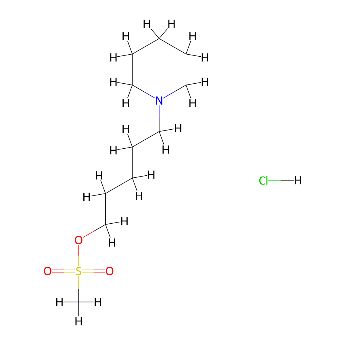 5-(1-Piperidyl)pentyl Methanesulfonate Hydrochloride molecular structure, CAS 3031788-48-1