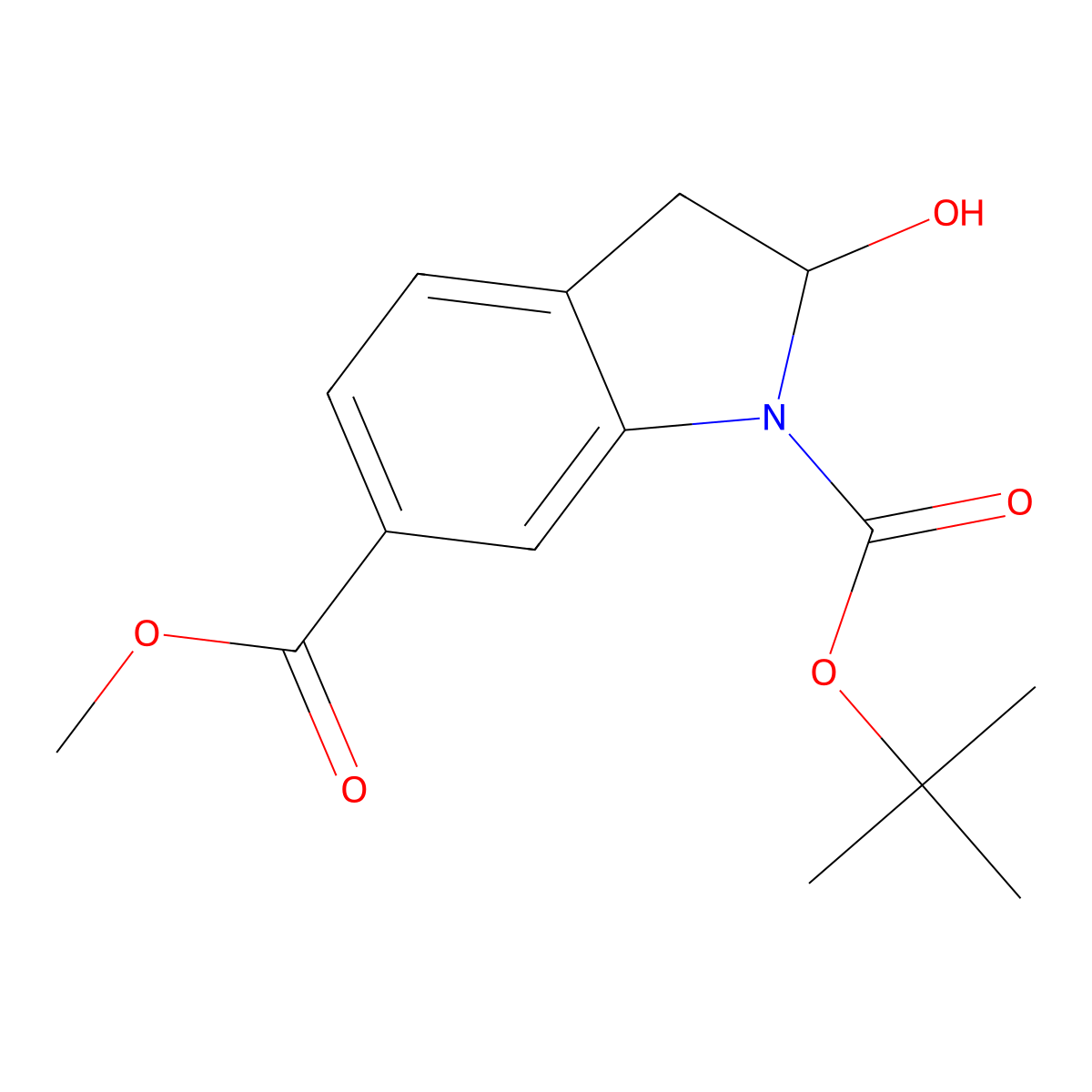 1-(Tert-butyl) 6-methyl 2-hydroxyindoline-1,6-dicarboxylate molecular structure, CAS 3031788-51-6
