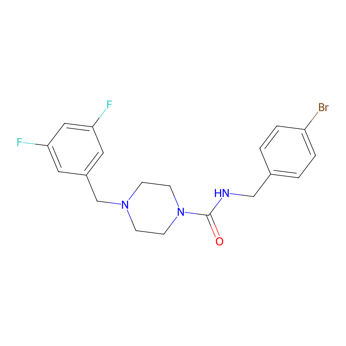 N-(4-BromobenZyl)-4-(3,5-difluorobenZyl)piperaZine-1-carboxamide molecular structure, CAS 3031789-26-8