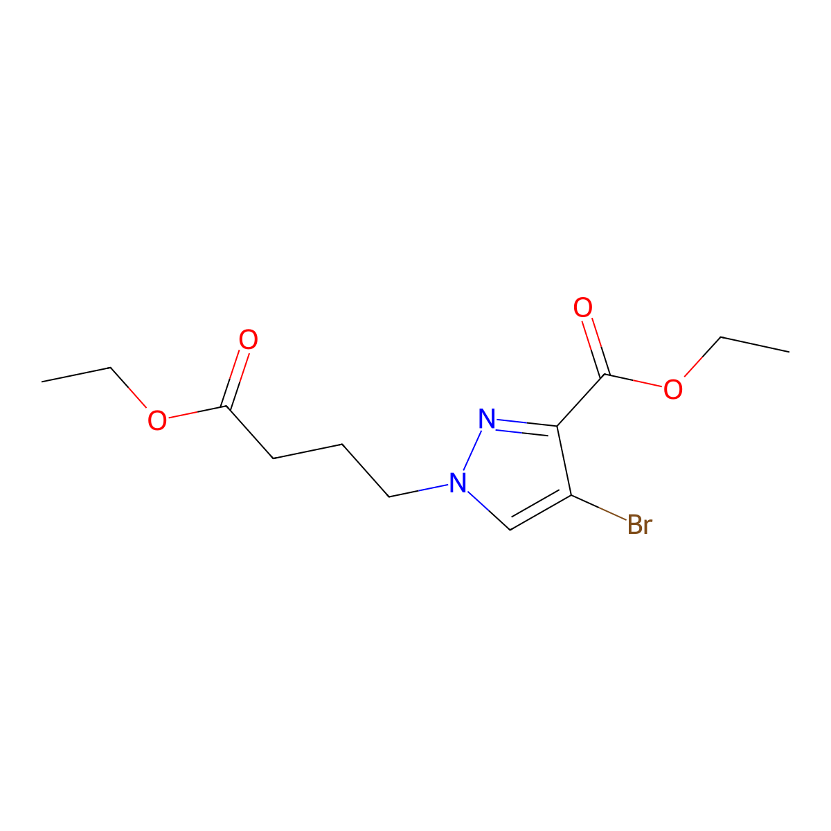 Ethyl 4-Bromo-1-(4-ethoxy-4-oxobutyl)-1H-pyrazole-3-carboxylate molecular structure, CAS 3031789-34-8
