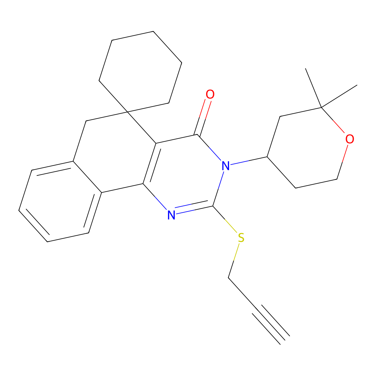 3-(2,2-dimethyloxan-4-yl)-2-prop-2-ynylsulfanylspiro[6H-benzo[h]quinazoline-5,1'-cyclohexane]-4-one molecular structure, CAS 303179-65-9