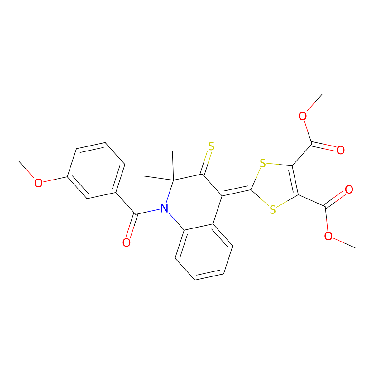 dimethyl 2-{1-[(3-methoxyphenyl)carbonyl]-2,2-dimethyl-3-thioxo-2,3-dihydroquinolin-4(1H)-ylidene}-1,3-dithiole-4,5-dicarboxylate molecular structure, CAS 303179-87-5