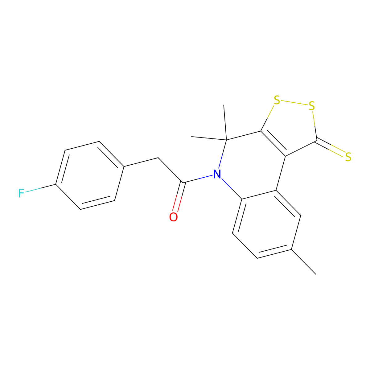 5-[(4-fluorophenyl)acetyl]-4,4,8-trimethyl-4,5-dihydro-1H-[1,2]dithiolo[3,4-c]quinoline-1-thione molecular structure, CAS 303179-88-6