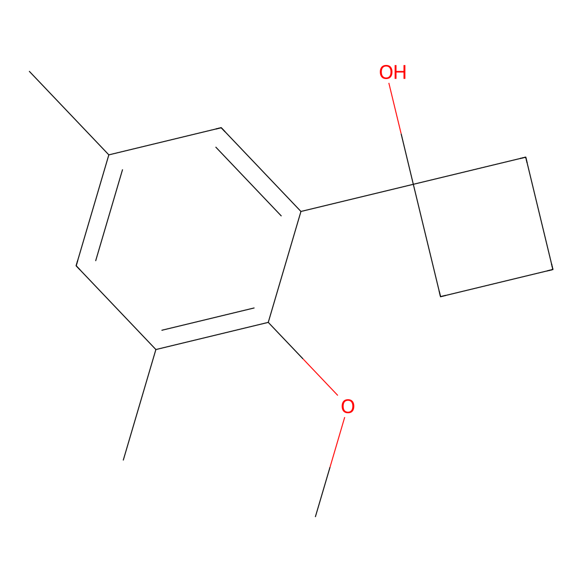1-(2-Methoxy-3,5-dimethylphenyl)cyclobutanol molecular structure, CAS 3031791-19-9