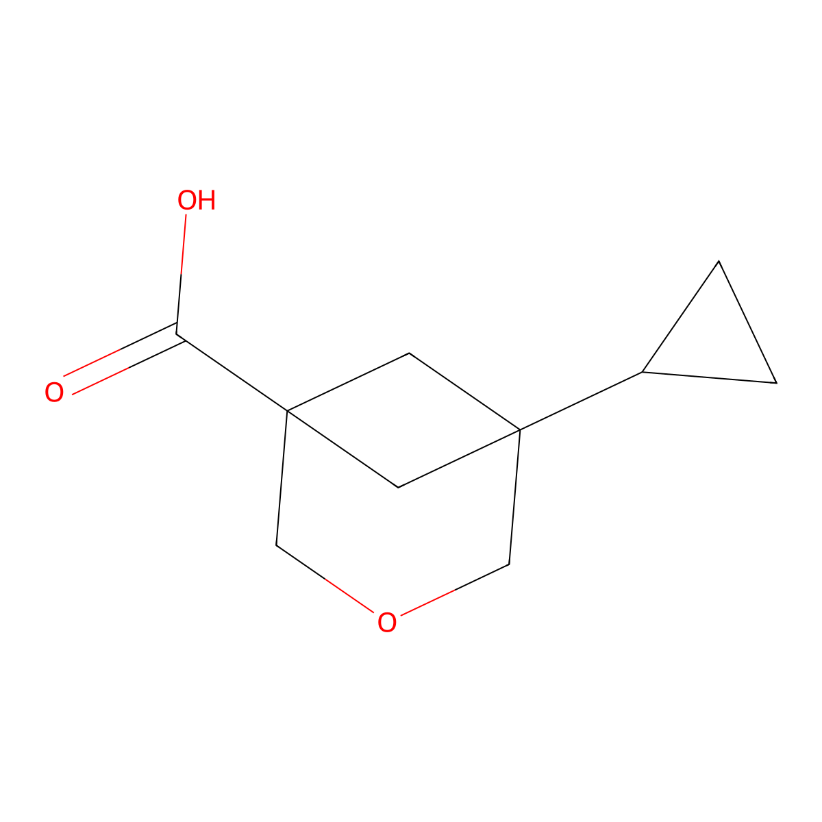 5-Cyclopropyl-3-oxabicyclo[3.1.1]heptane-1-carboxylic acid molecular structure, CAS 3031791-35-9