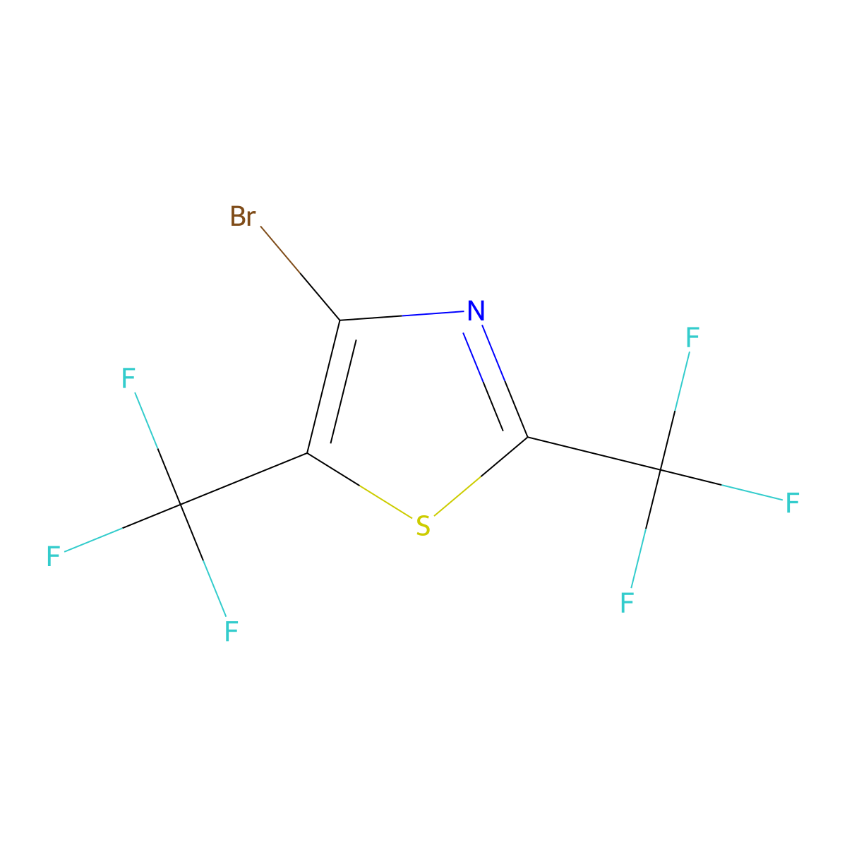 4-Bromo-2,5-bis(trifluoromethyl)-1,3-thiazole molecular structure, CAS 3031791-40-6
