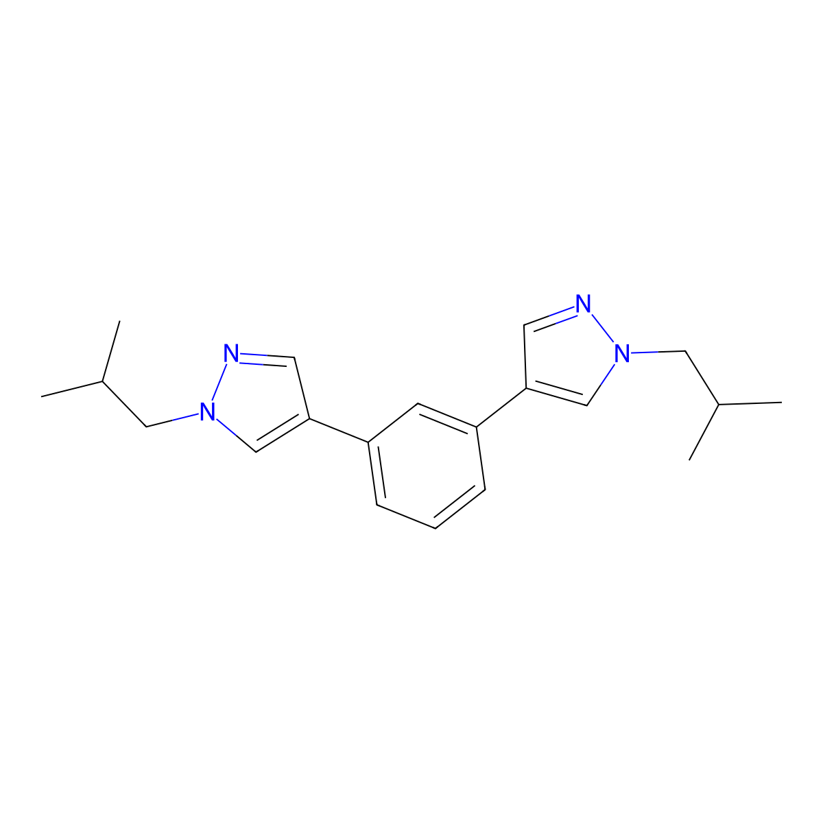 1,3-Bis(1-isobutyl-4-pyrazolyl)benzene molecular structure, CAS 3031792-58-9