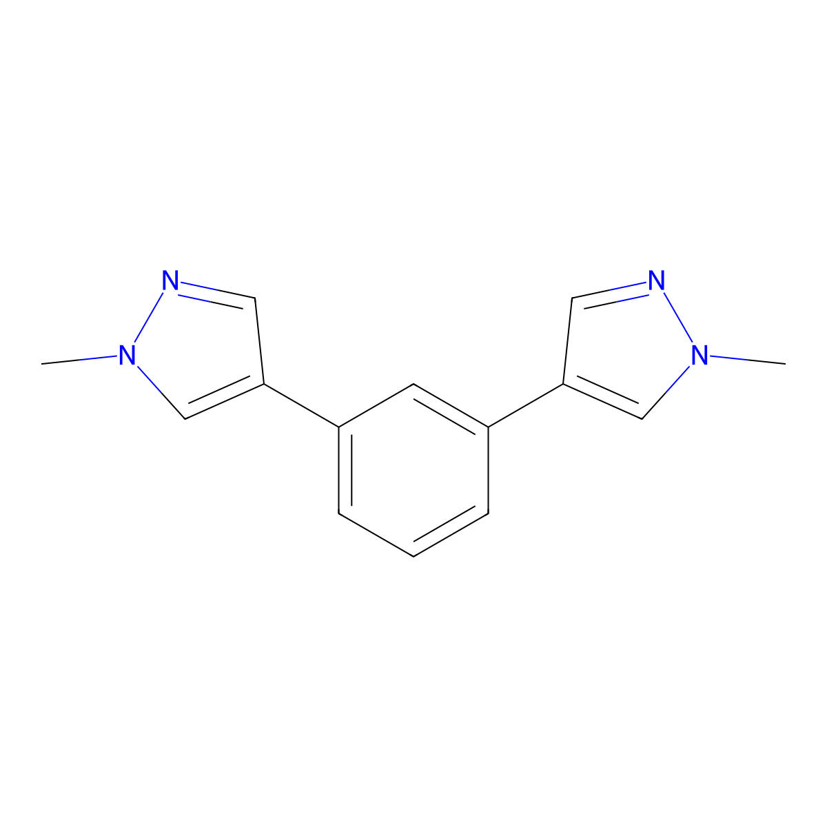 1,3-Bis(1-methyl-4-pyrazolyl)benzene molecular structure, CAS 3031799-54-6