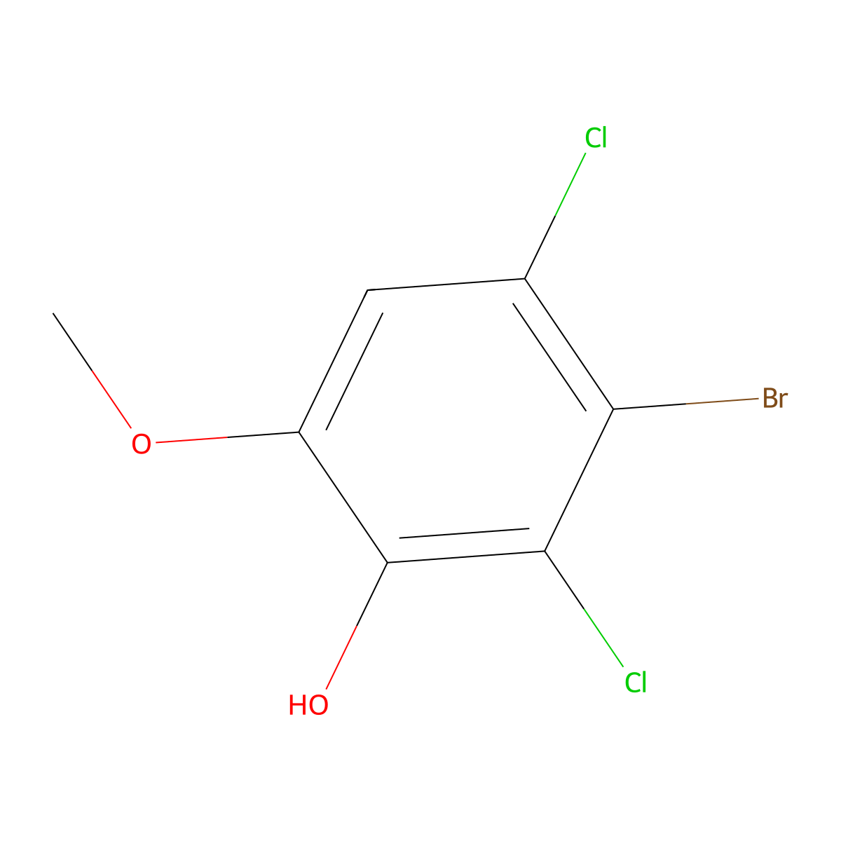 3-Bromo-2,4-dichloro-6-methoxyphenol molecular structure, CAS 3031799-73-9