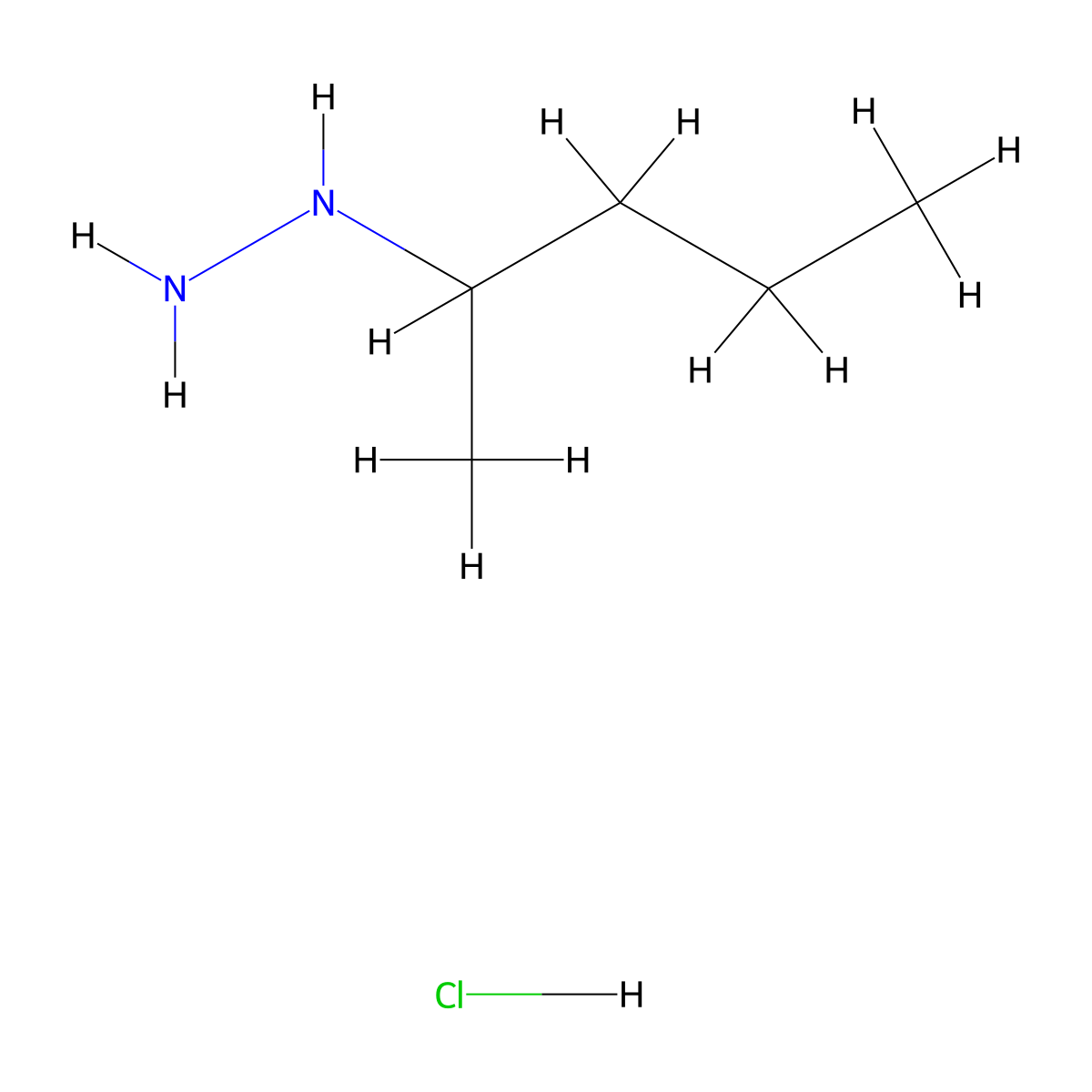 Pentan-2-ylhydrazine hydrochloride molecular structure, CAS 3031805-21-4