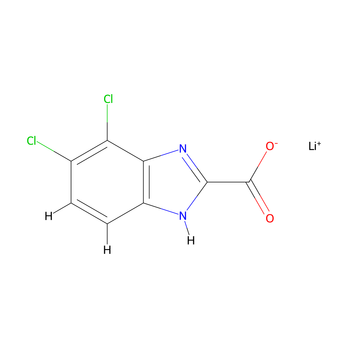 lithium 4,5-dichloro-1H-benzimidazole-2-carboxylate molecular structure, CAS 3031808-07-5