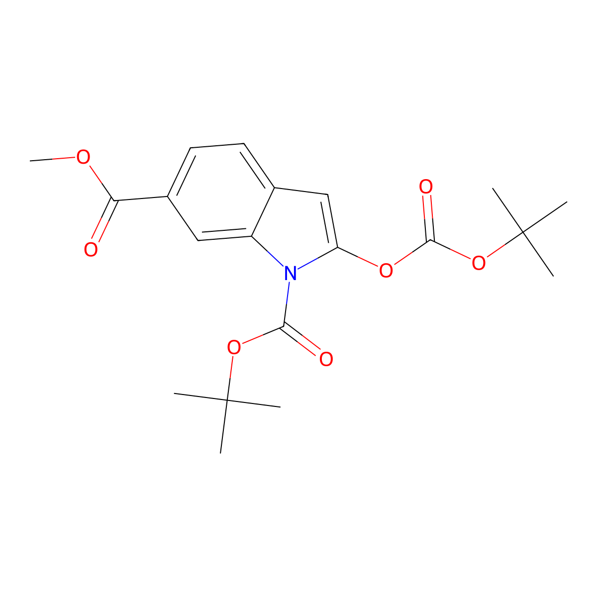 1-(Tert-butyl) 6-methyl 2-((tert-butoxycarbonyl)oxy)-1H-indole-1,6-dicarboxylate molecular structure, CAS 3031808-26-8