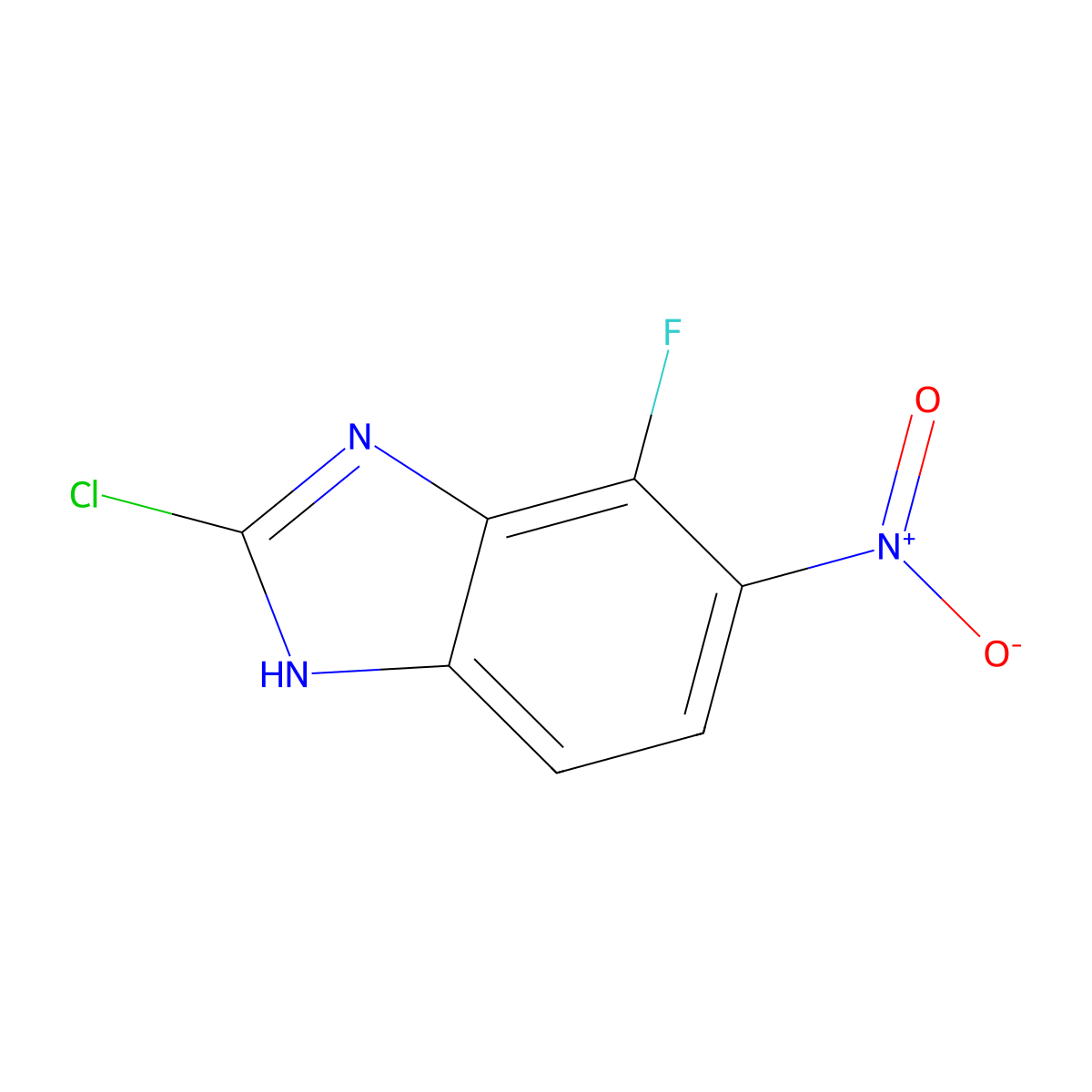 2-Chloro-4-fluoro-5-nitrobenzimidazole molecular structure, CAS 3031808-98-4