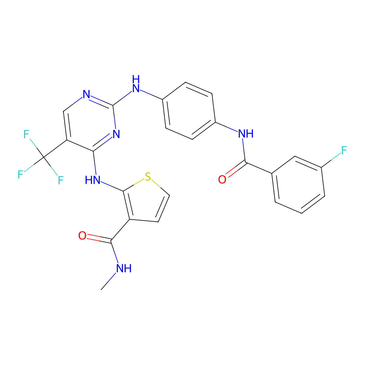 2-[[2-[4-[(3-fluorobenzoyl)amino]anilino]-5-(trifluoromethyl)pyrimidin-4-yl]amino]-N-methylthiophene-3-carboxamide molecular structure, CAS 3031812-65-1