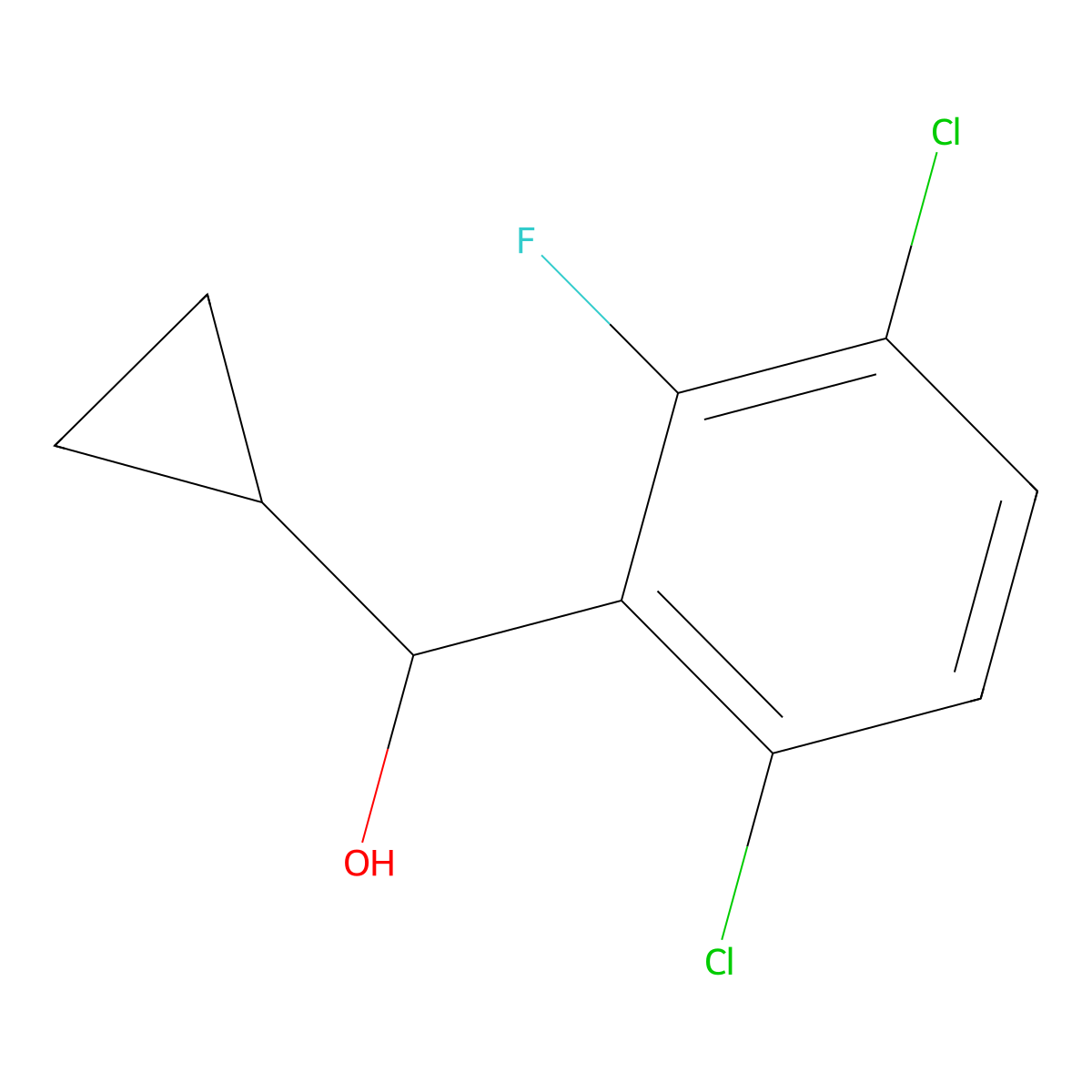 Cyclopropyl(3,6-dichloro-2-fluorophenyl)methanol molecular structure, CAS 3031813-07-4