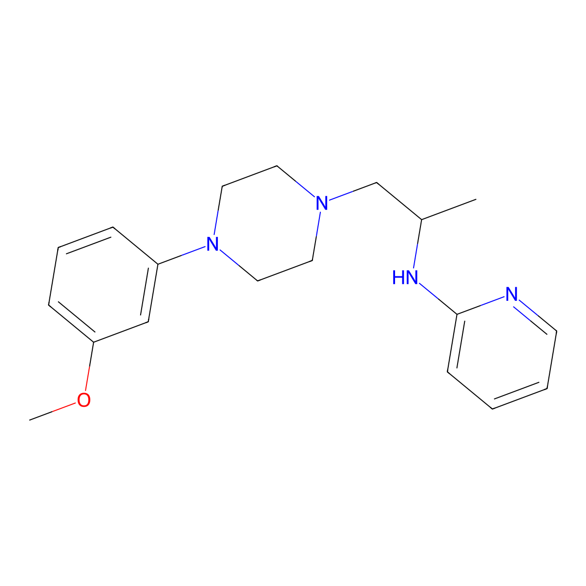 Pyridin-2-amine, N-[2-[4-(3-methoxyphenyl)-1-piperazinyl]-1-methylethyl]- molecular structure, CAS 303187-76-0