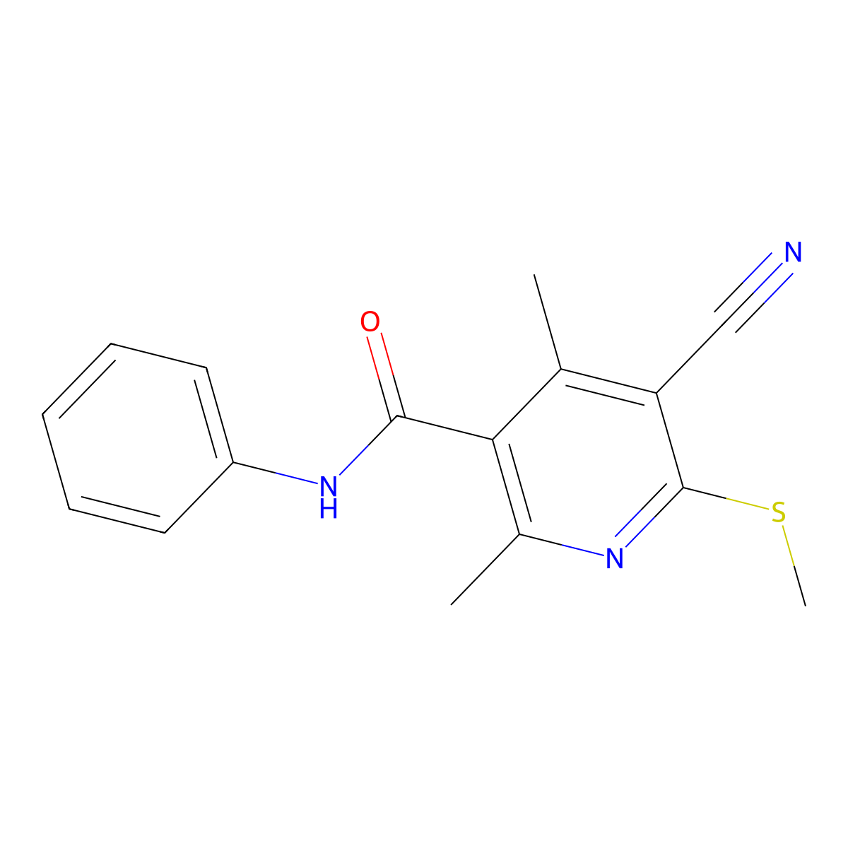 5-cyano-2,4-dimethyl-6-(methylsulfanyl)-N-phenylnicotinamide molecular structure, CAS 303190-17-2