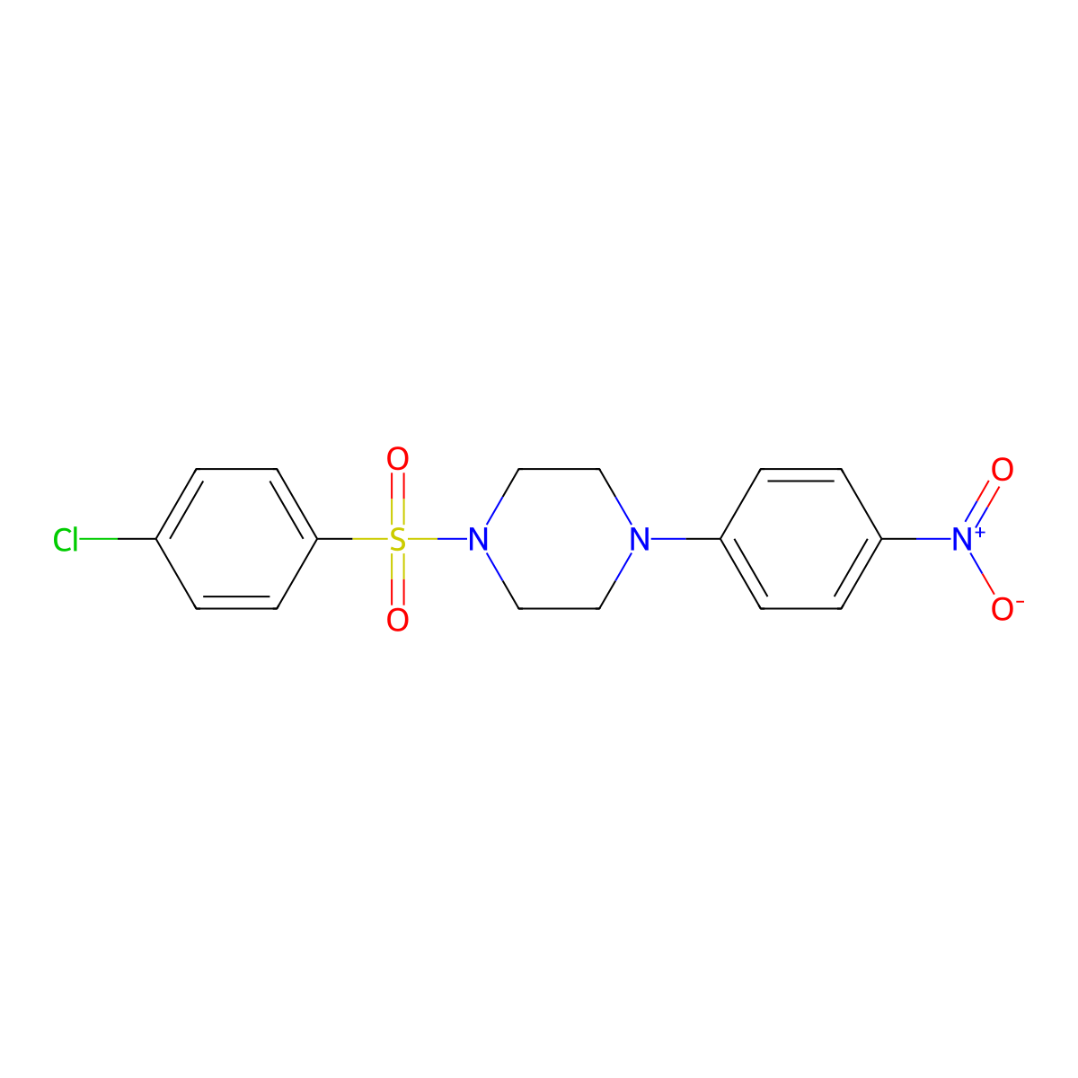 1-(4-Chlorophenyl)sulfonyl-4-(4-nitrophenyl)piperazine molecular structure, CAS 303195-02-0