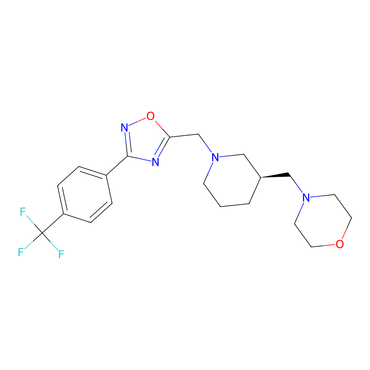 4-[[(3R)-1-[[3-[4-(trifluoromethyl)phenyl]-1,2,4-oxadiazol-5-yl]methyl]piperidin-3-yl]methyl]morpholine molecular structure, CAS 3031984-80-9