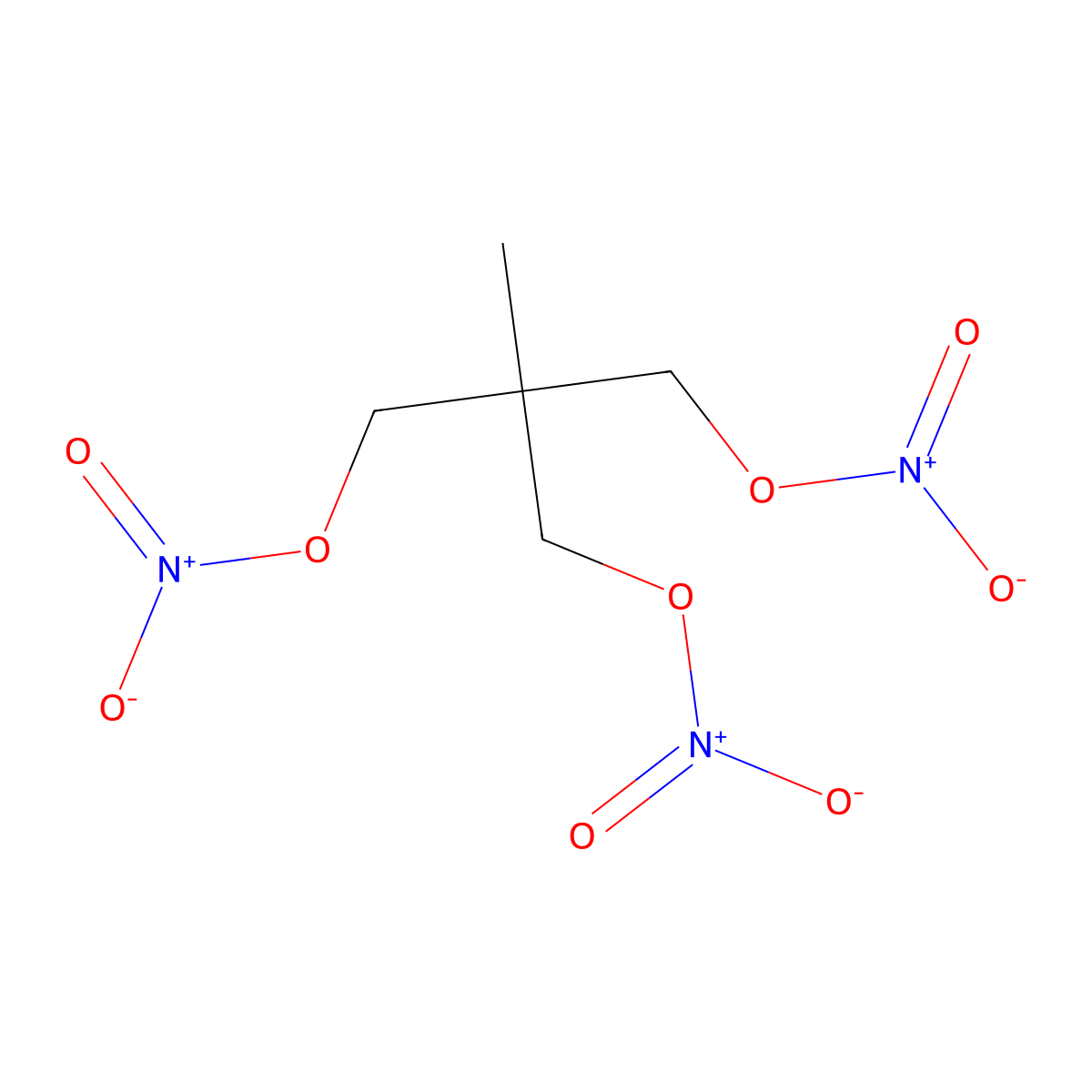 Trimethylolethane trinitrate molecular structure, CAS 3032-55-1
