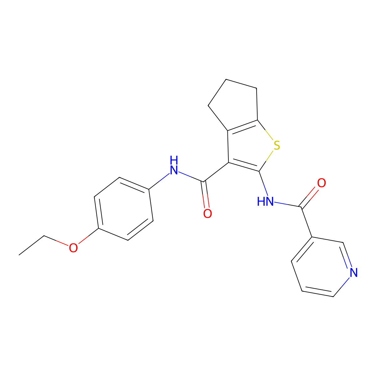N-[3-[(4-ethoxyphenyl)carbamoyl]-5,6-dihydro-4H-cyclopenta[b]thiophen-2-yl]pyridine-3-carboxamide molecular structure, CAS 303203-09-0